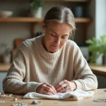 Femme nettoyant un anneau en argent avec un chiffon