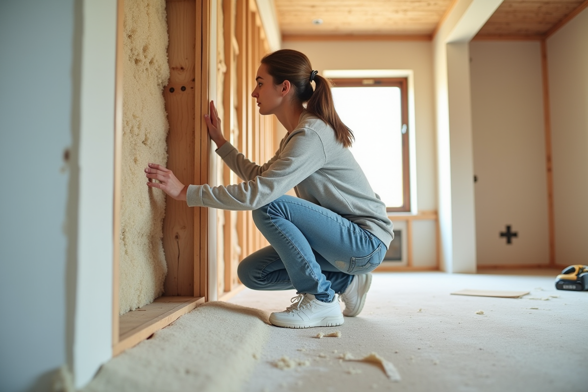 Jeune femme inspectant l
