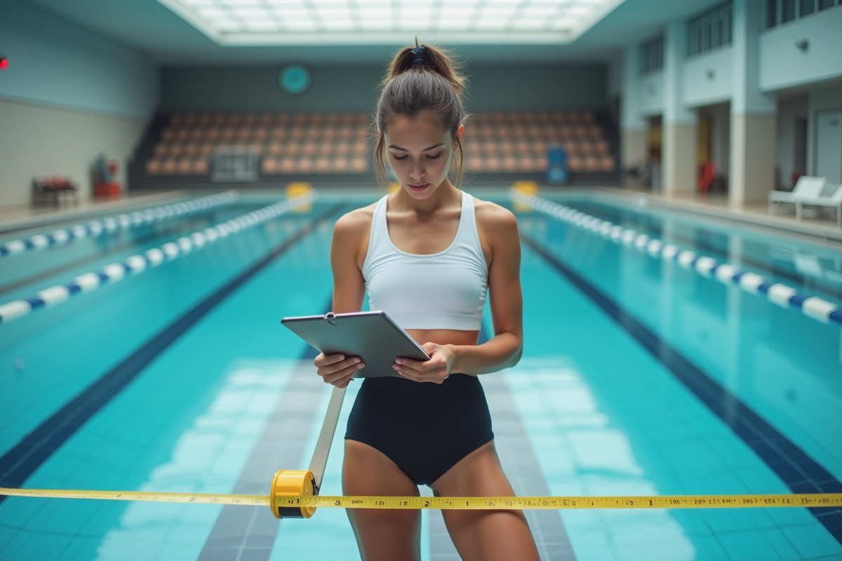 Jeune femme mesurant la longueur d