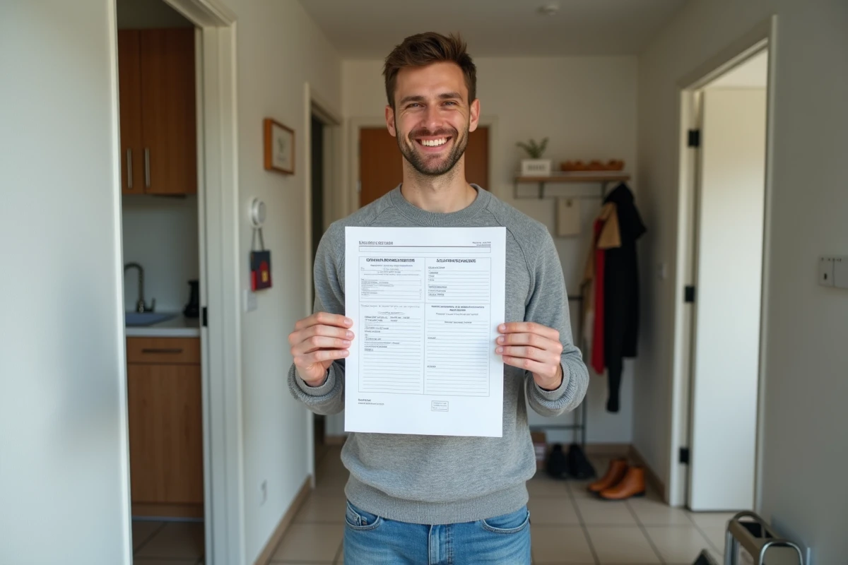 Jeune homme montrant son attestation de domicile dans l