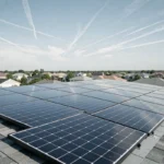 Panneaux solaires bi-verre installés sur un toit résidentiel moderne avec ciel dégagé en arrière-plan