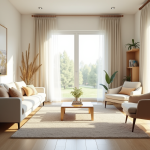 Salon lumineux et compact avec décoration minimaliste